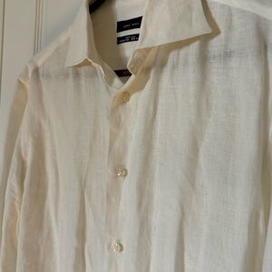 Men’s white collared shirt 100% linen